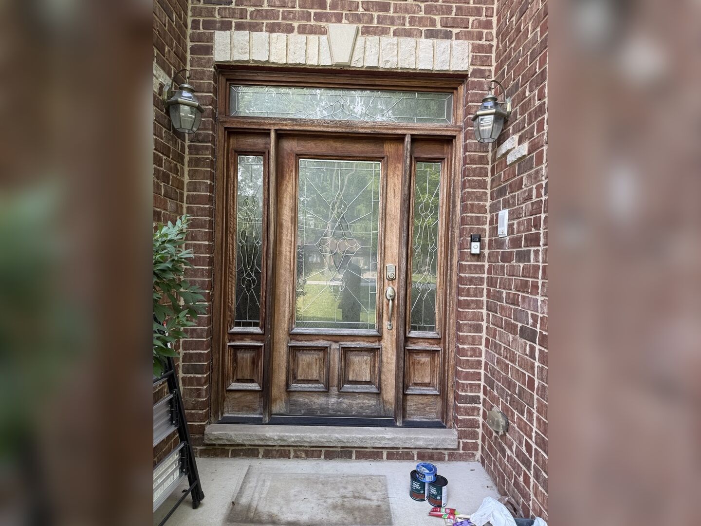 Front door refinishing before