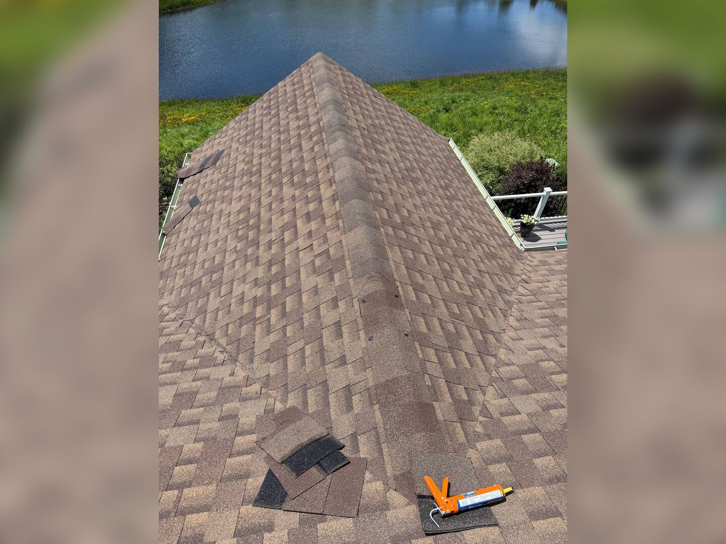 Roof ridge cap repair after