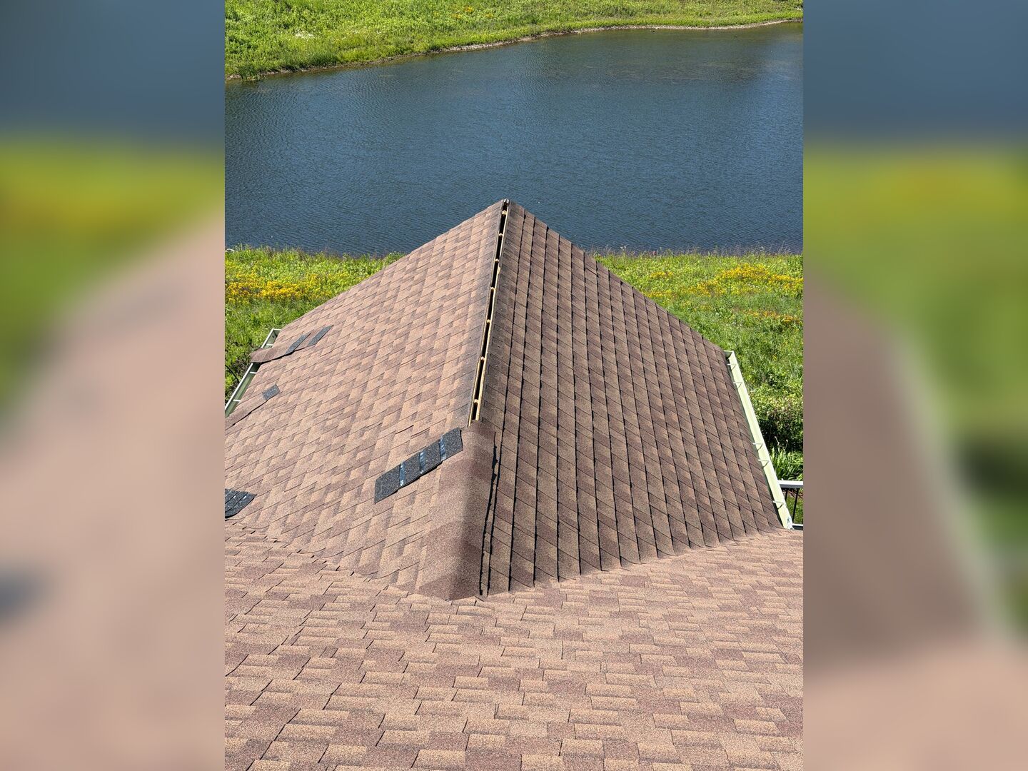Roof ridge cap repair before