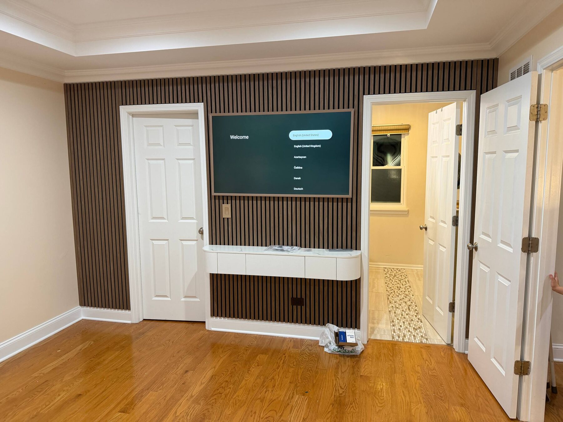 Custom TV feature wall after